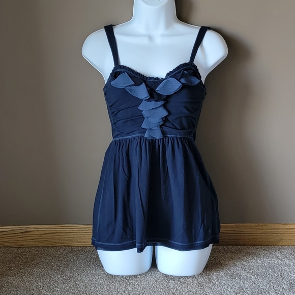 Abercrombie Navy Blue Flower Applique Size Small Dressy or Casual Tank Top - Picture 1 of 8